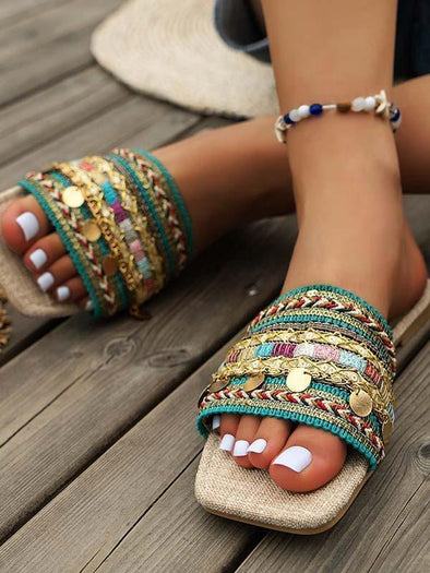 Ethnic Beach Bohemian Open Toe Flat Sandals